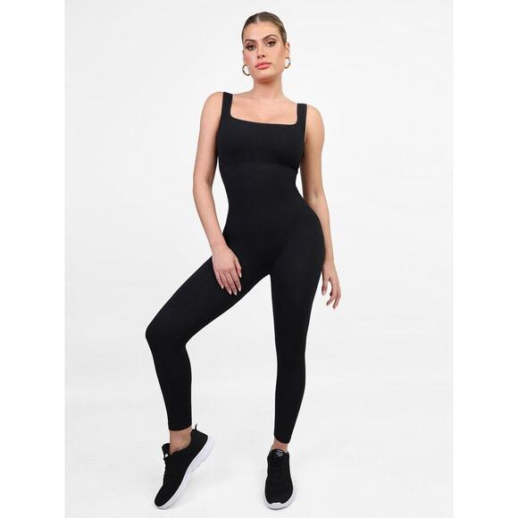 Popilush Black Seamless Shapewear Tank Jumpsuit Size M NWT/NEW Sculpting Fit - Picture 1 of 16